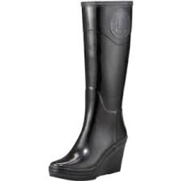 tall wedge rain boots